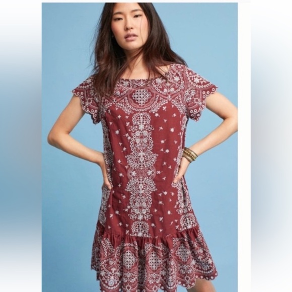 Anthropologie size XS eyelet mini dress - Picture 1 of 9